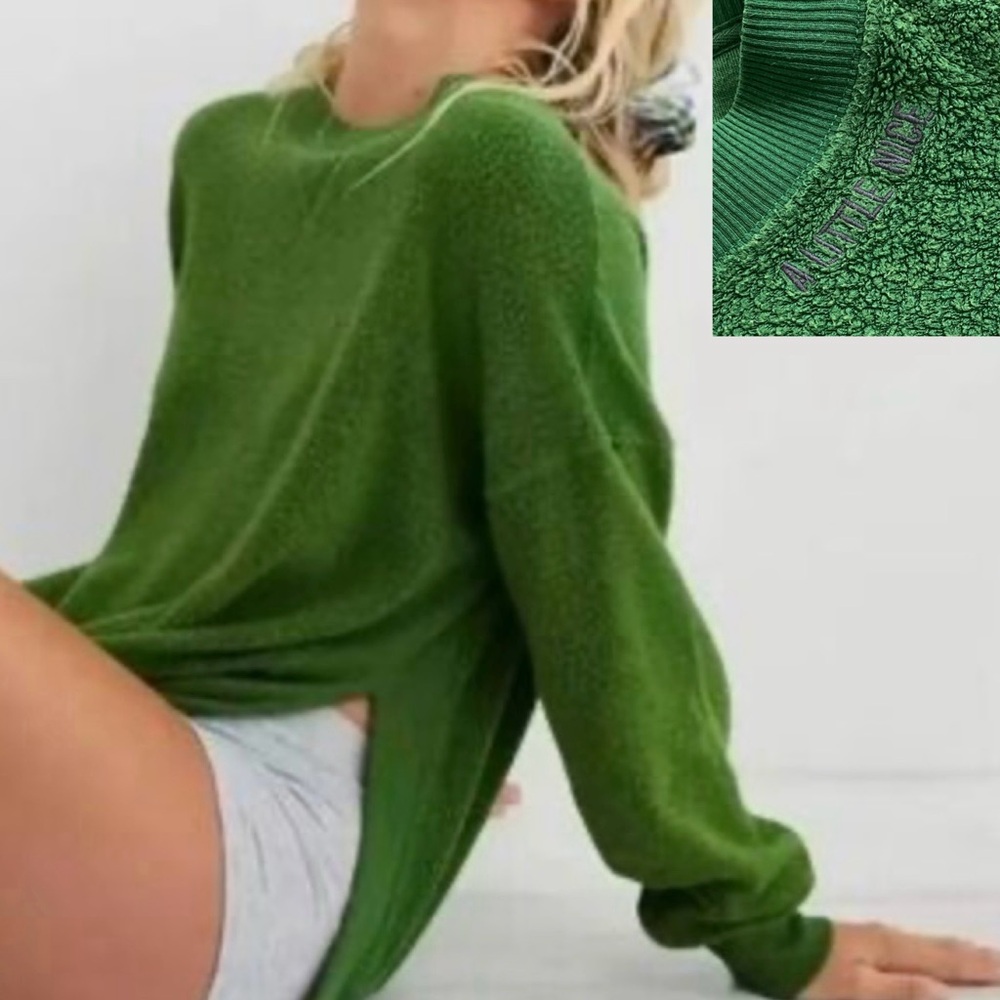 Aerie Women’s‎ Sz XL Green A Little Nice Cozy Good Vibes Oversized Sweatshirt